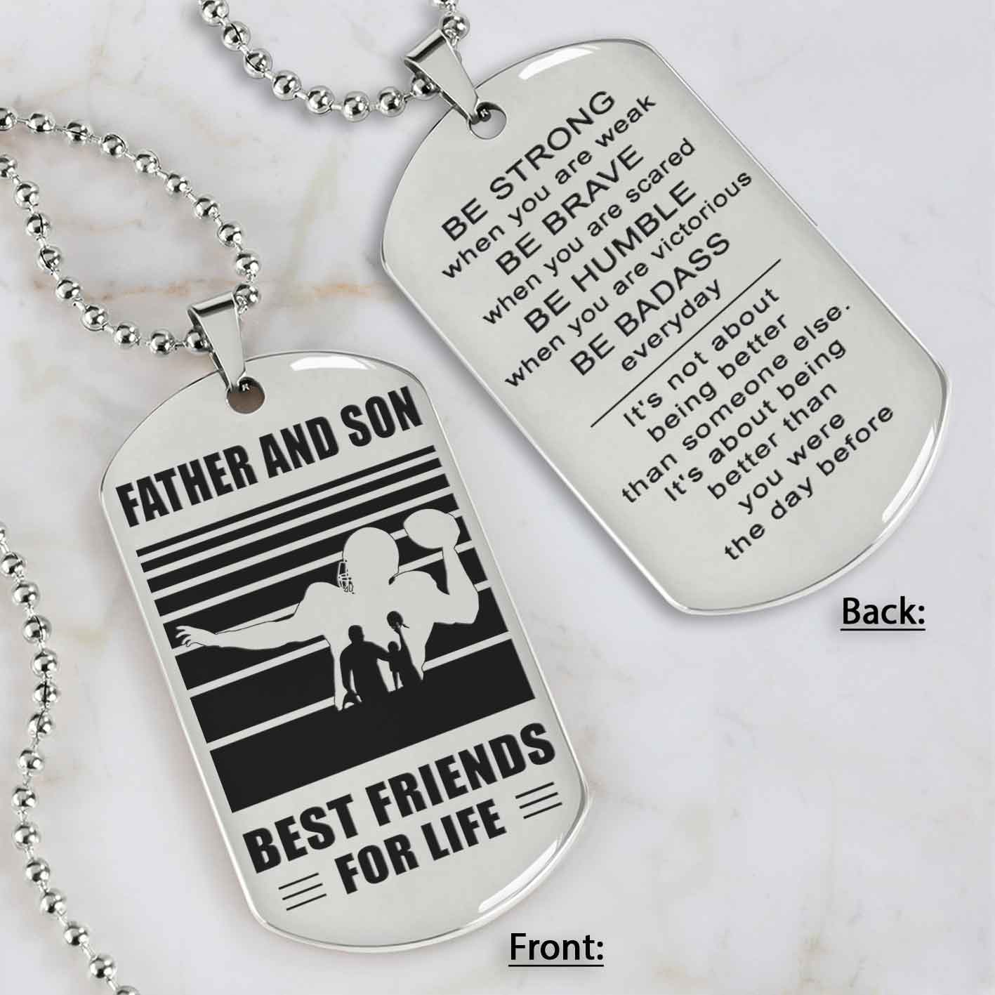 Silver Version Basketball Personalized Double Sided Dog Tag Father And Son Best Friends For Life Message on the back side