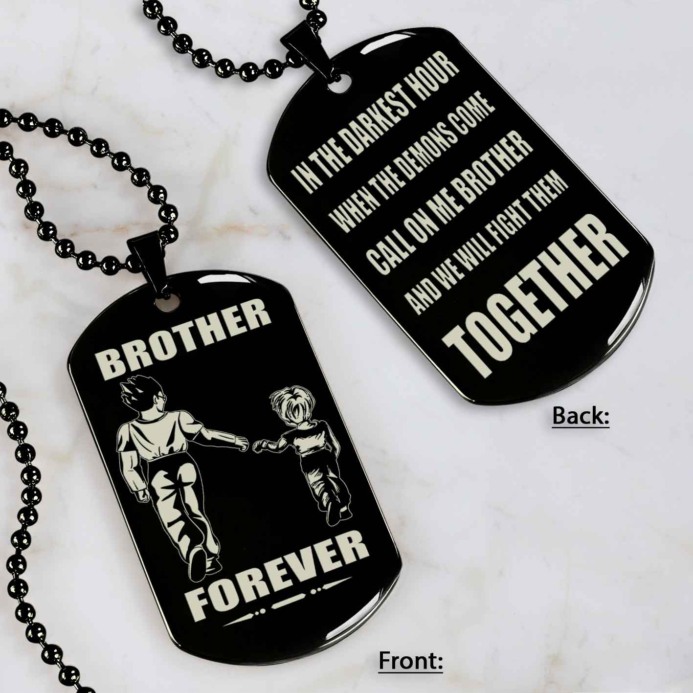 Customizable engraved black dog tag double sided gift from brother, brother forever