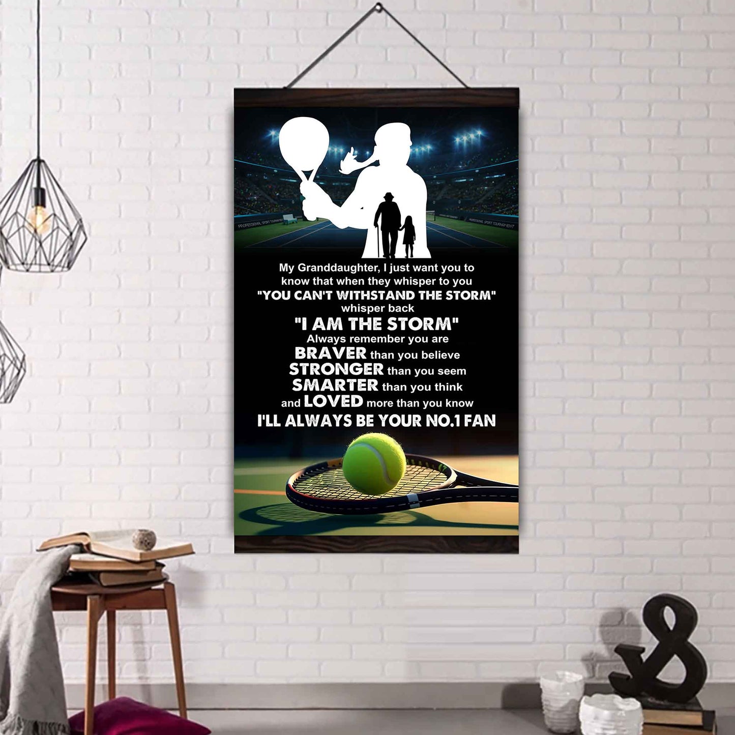 Baketball Poster Canvas Grandpa To Granddaughter - Whisper Back I Am The Storm I Will Always Your No 1 Fan
