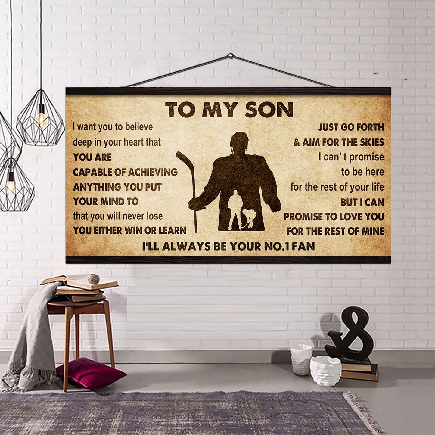 Personalized Sport Poster Canvas I'll Be Your No 1 Fan Dad To Son - You Will Never Lose You Either Win Or Learn