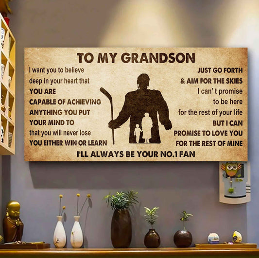 Personalized Sport Poster Canvas I'll Be Your No 1 Fan Grandma To Grandson - You Will Never Lose You Either Win Or Learn