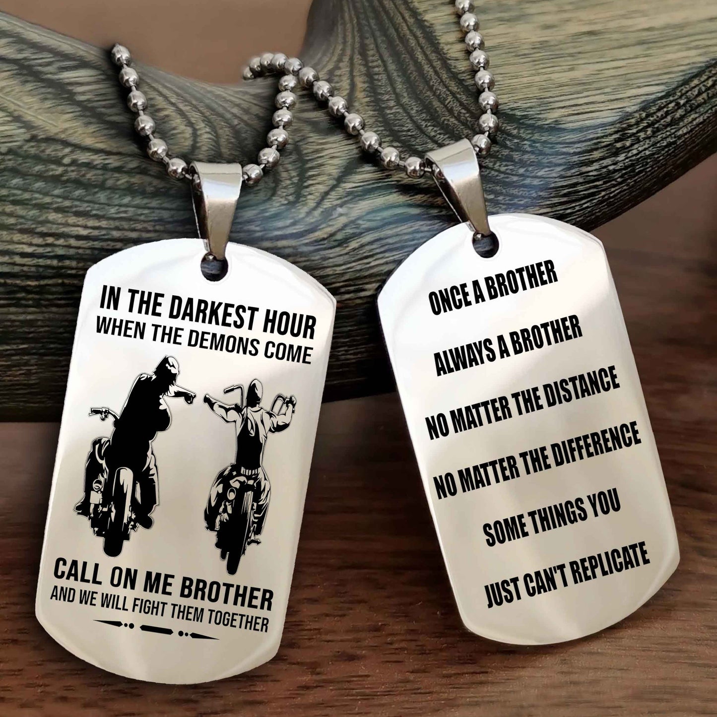 Viking Customizable engraved dog tag double sided gift from brother Once A Brother Always A Brother