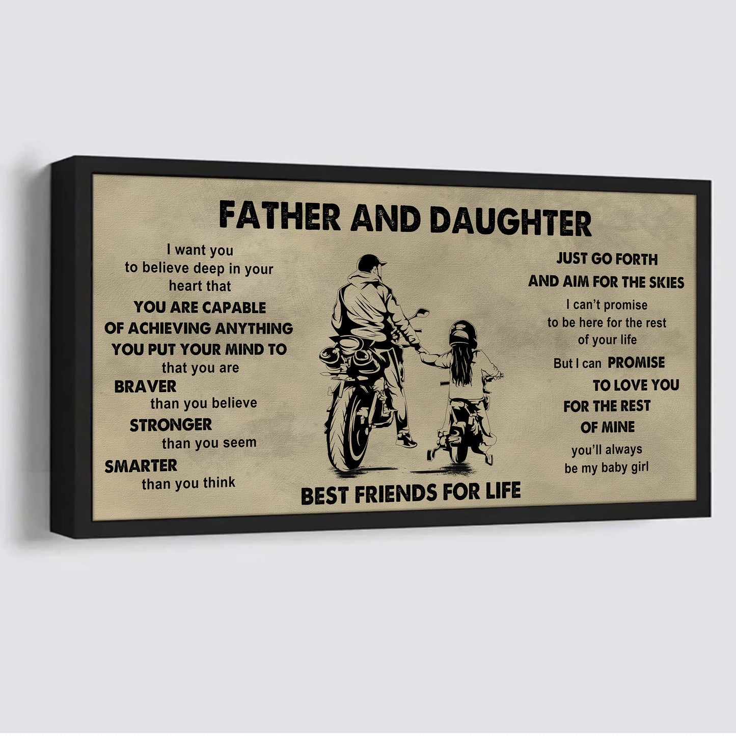 FAMILY-PHOTO UPLOAD Father And Daughter Best Friends For Life - That You Are Braver Than You Believe Poster Canvas Gift For Daughter From Father