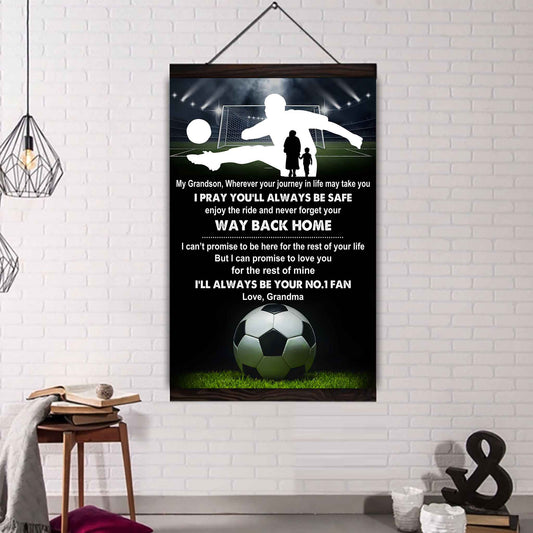 Hockey Poster Canvas Grandma To Grandson - Never Forget Your Way Back Home I Will Always Your No 1 Fan