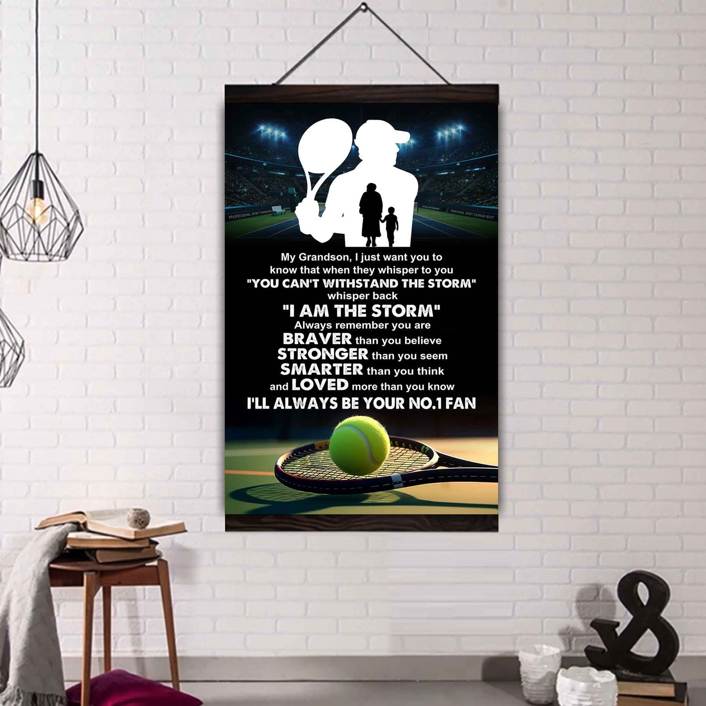 Hockey Poster Canvas Grandma To Grandson - Whisper Back I Am The Storm I Will Always Your No 1 Fan