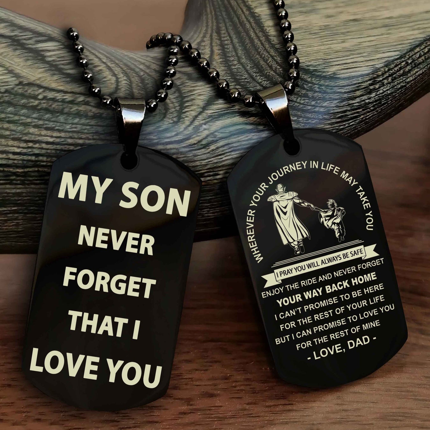 DRB Double Sided Dog Tag To My Son Never Forget That I Love You - Gift For Son Never Forget Your Way Back Home