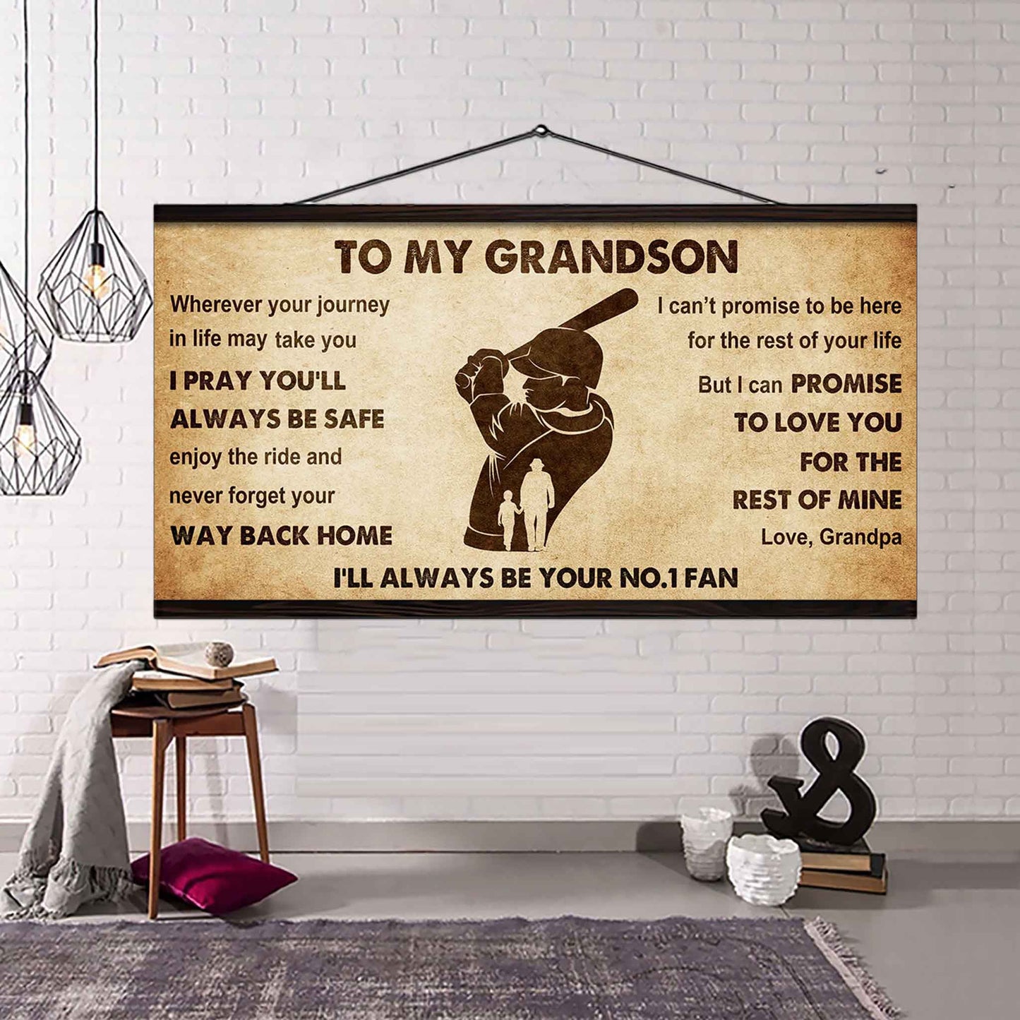 Personalized Sport Poster Canvas I'll Be Your No 1 Fan Grandpa To Grandson - Never Forget Your Way Back Home