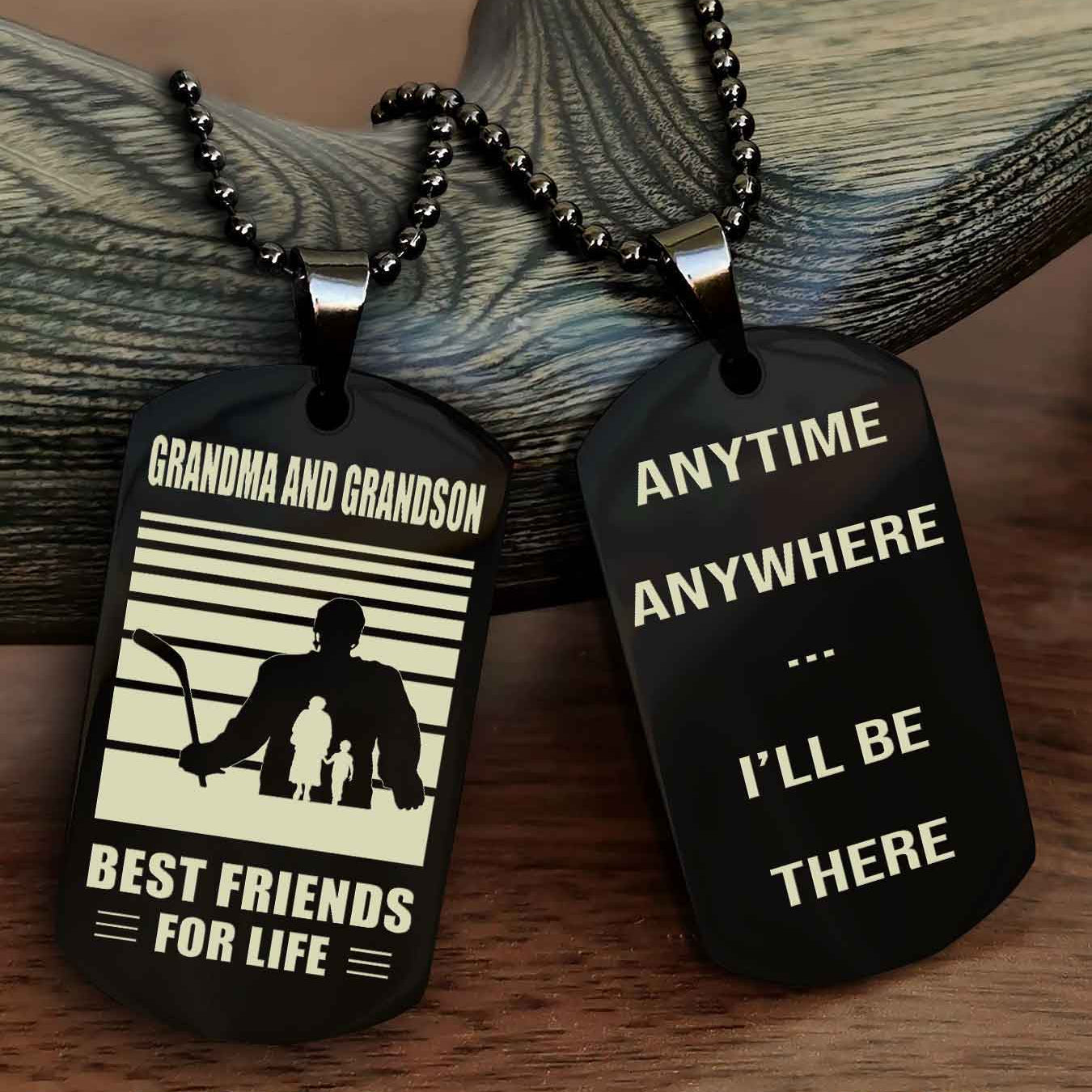 Sport Personalized Double Sided Dog Tag Grandpa And Grandson Best Friend For Life - Anytime Anywhere I Will Be There
