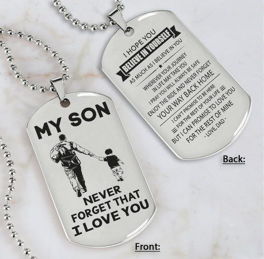 DRB Personalized Double Sided Dog Tag To My Son Never Forget That I Love You - Never Forget Your Way Back Home