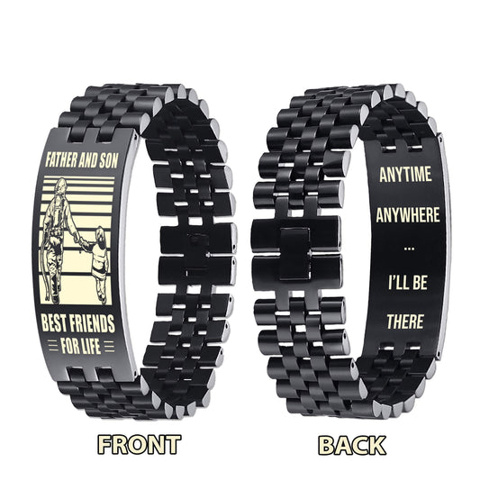 GK Be strong-Personalized Double Sided Bracelet Father And Son Best Friends For Life - Message on the back side-Be strong
