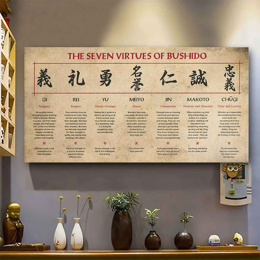 Samurai Poster Canvas-The Seven Virtues of Bushido