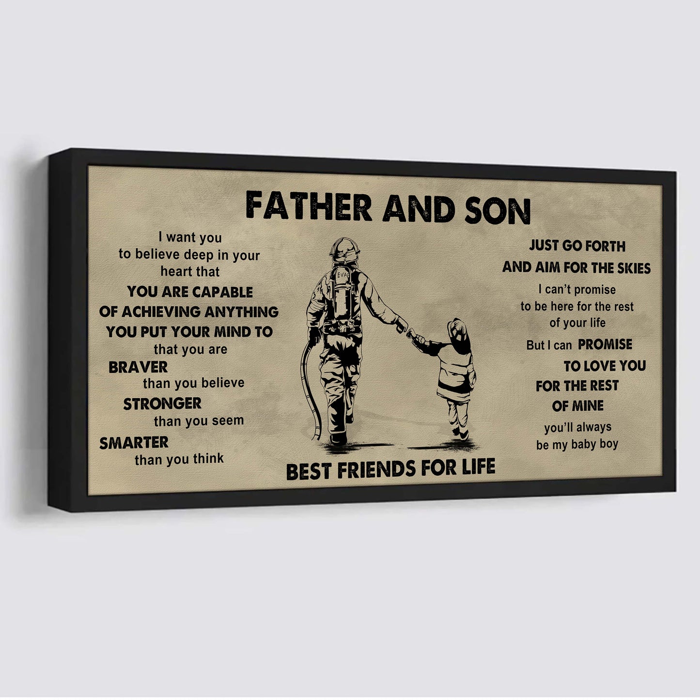 Family photo upload Father And Son Best Friends For Life - That You Are Braver Than You Believe Poster Canvas Gift For Son From Father