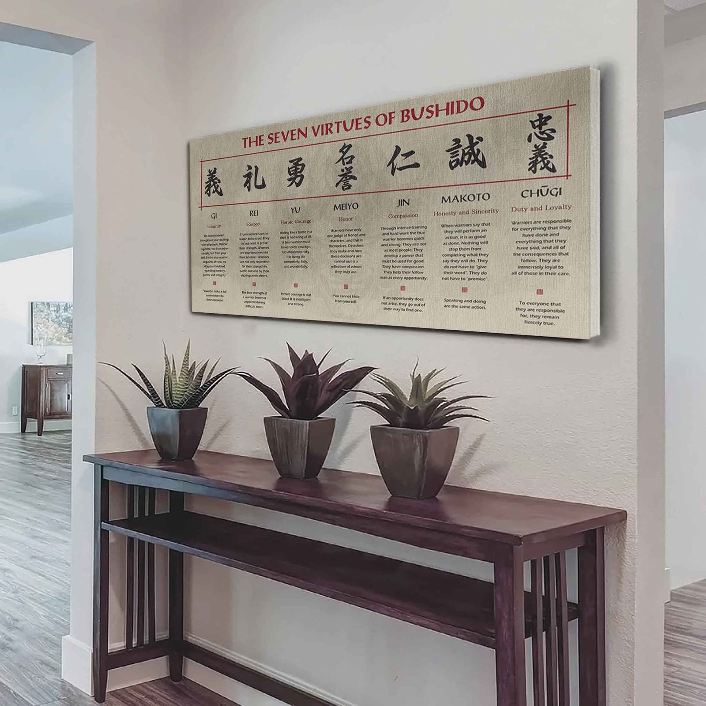Samurai Poster Canvas-The Seven Virtues of Bushido