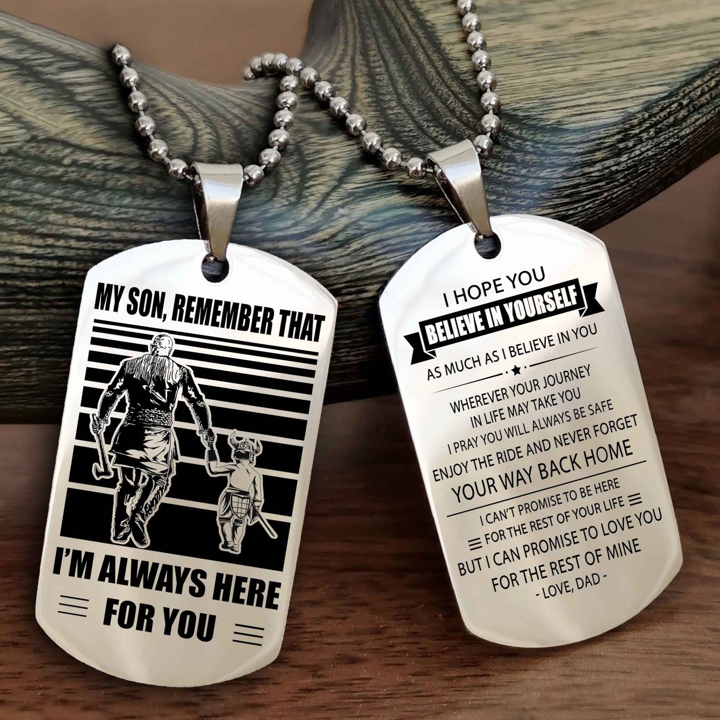 DRB Personalized Double Sided Dog Tag My Son Remember That I Will Always Here Never Forget Your Way Back Home