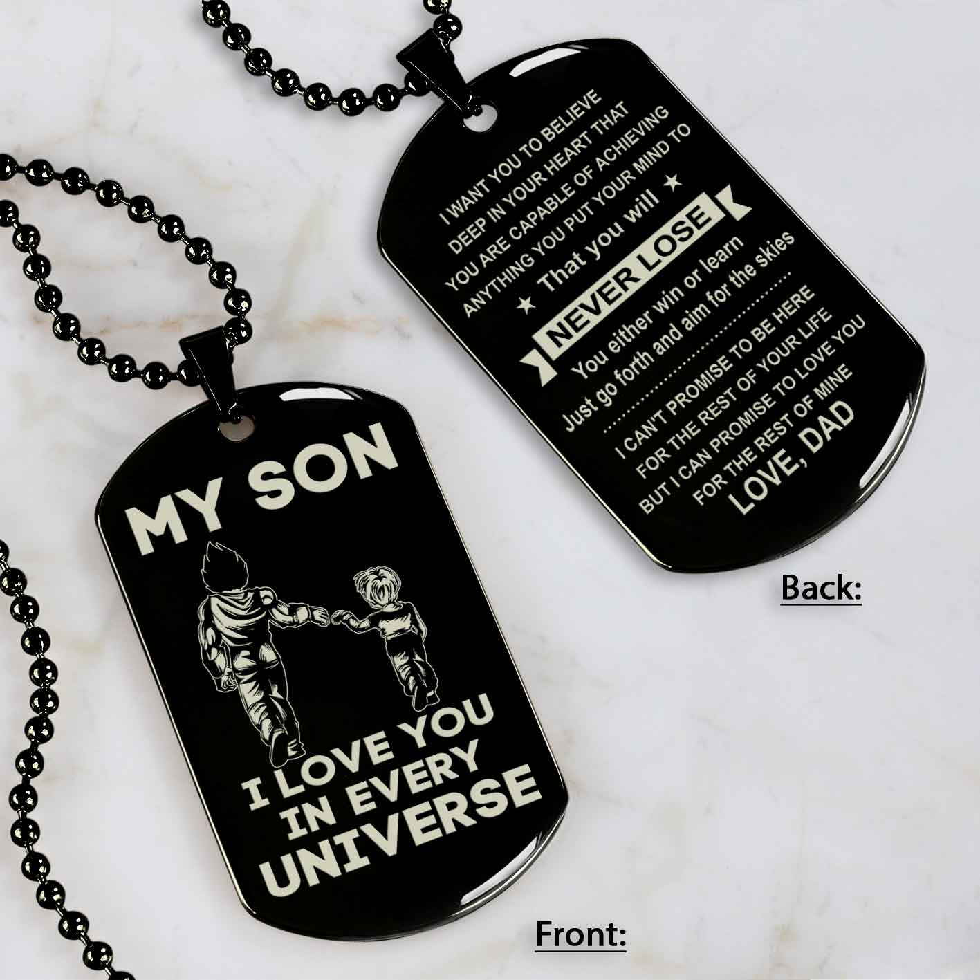 DRB Personalized Double Sided Dog Tag To My Son Never Forget That I Love You - You Will Never Lose You Either Win Or Learn