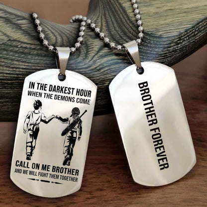DRB Customizable engraved black dog tag double sided gift from brother, brother forevers
