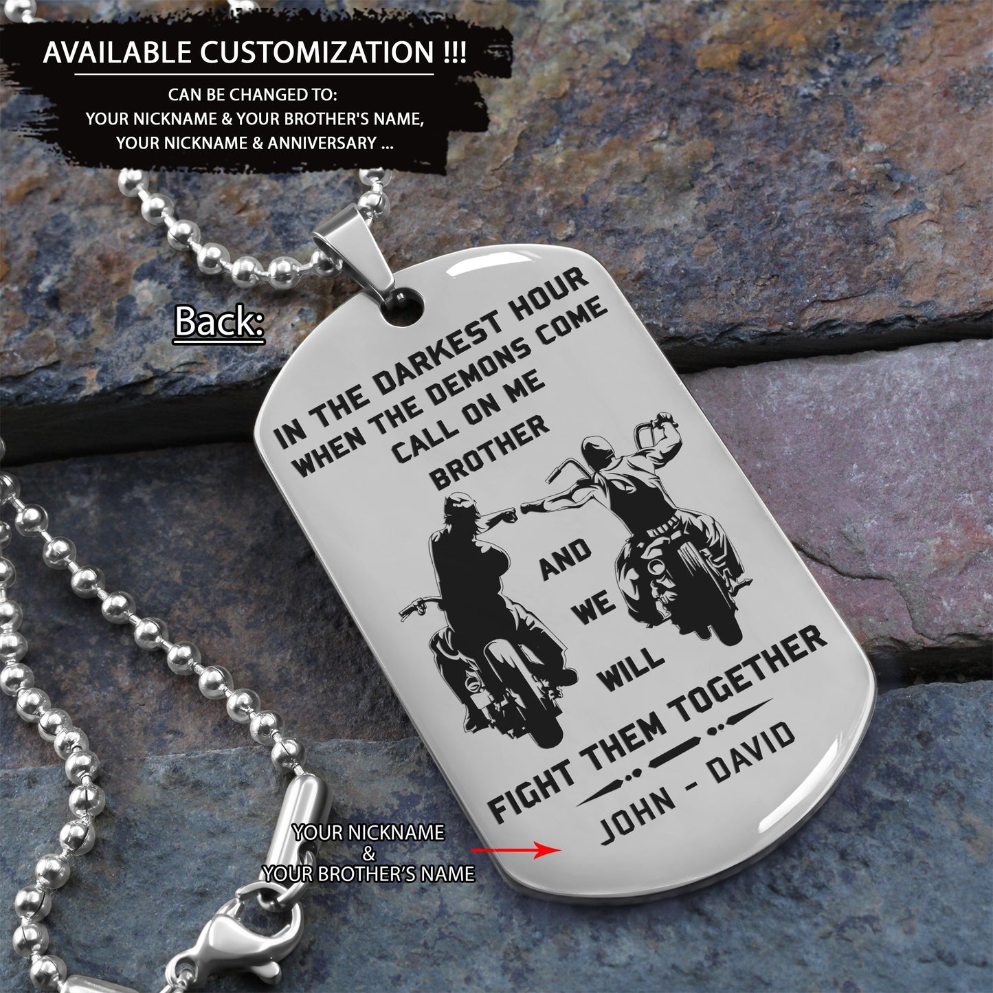 Soldier Call on me brother engraved dog tag Veteran day gifts