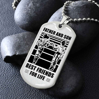 GK_GH Military Chain Silver Plated 18K Gold Plated Father And Son Best Friend For Life Gift For Your Son