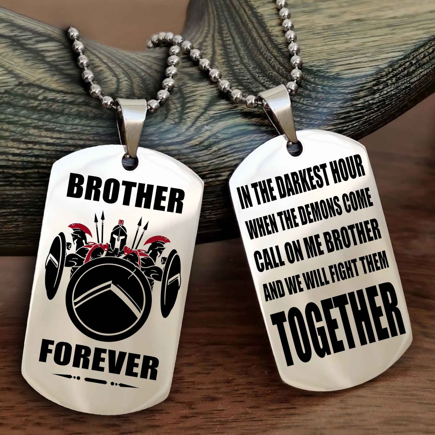 Spartan Team 3 Personalized Double Sided Dog Tag For My Brother - Call On Me Brother And We Will Fight Them Together Gift For Your Friend