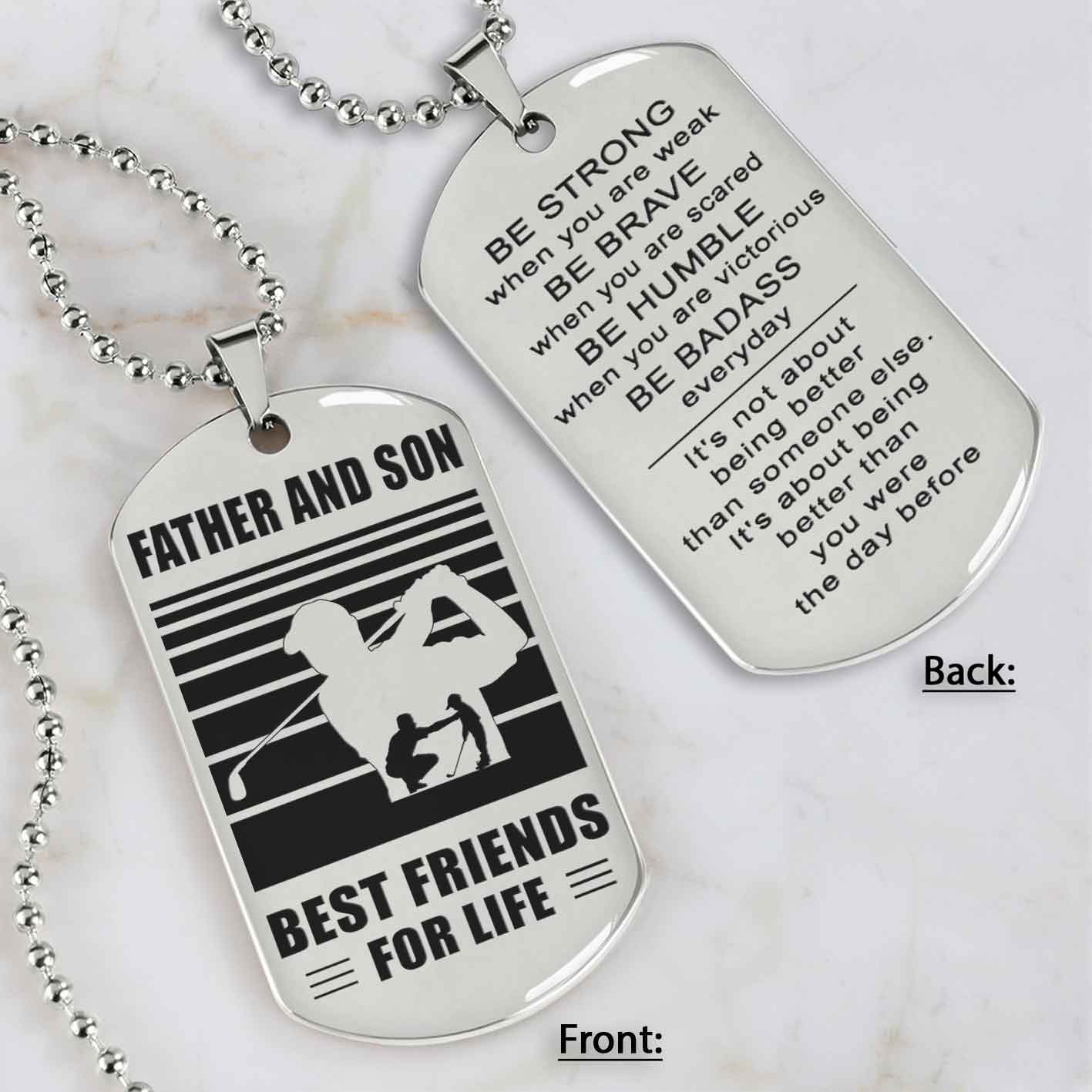 Silver Version Basketball Personalized Double Sided Dog Tag Father And Son Best Friends For Life  Message on the back side