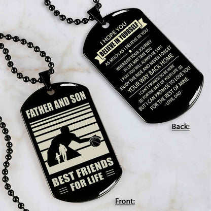 Basketball Personalized Double Sided Dog Tag Father And Son Best Friends For Life Message on the back side New Version