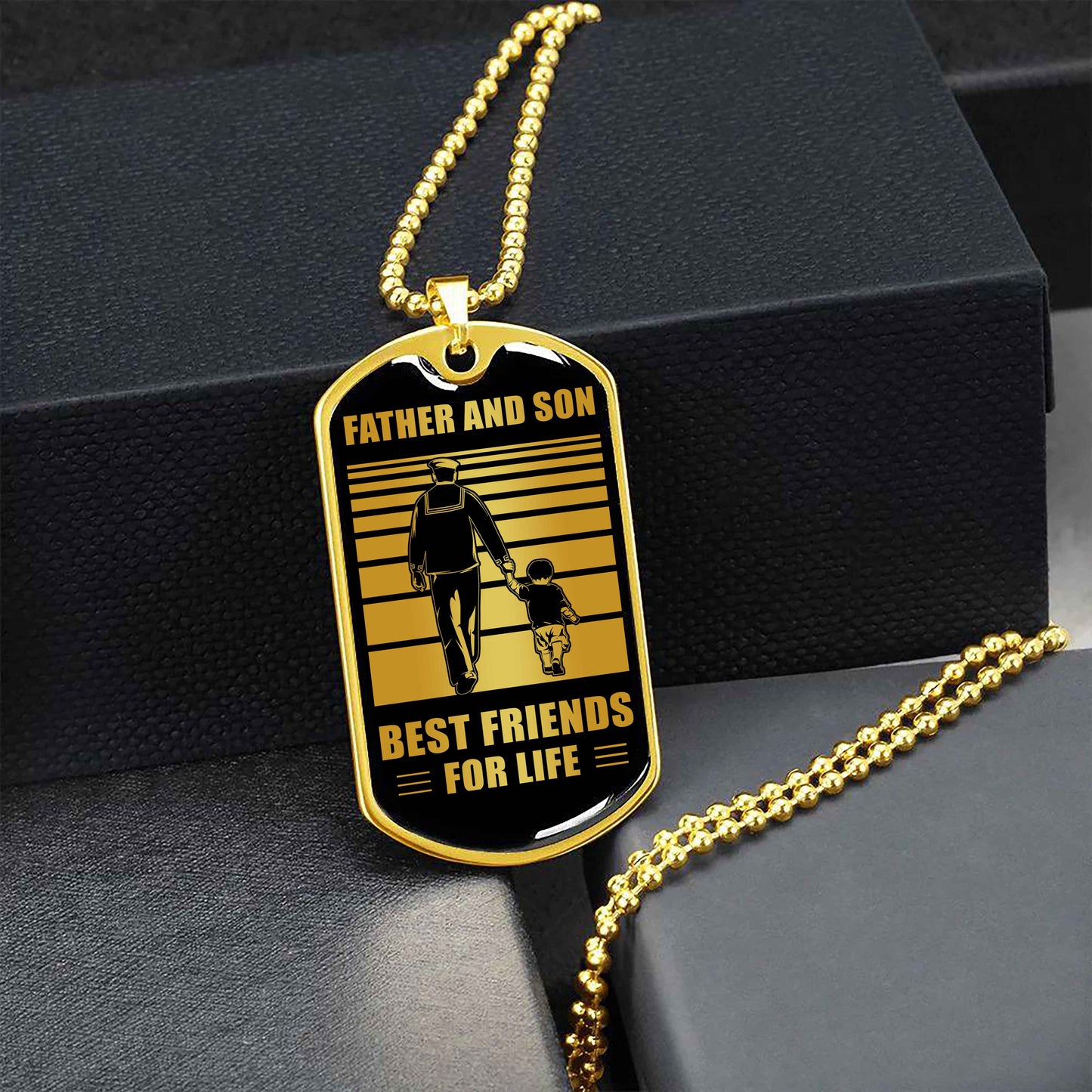 Biker Military Chain Silver Plated 18K Gold Plated Father And Son Best Friend For Life Gift For Your Son