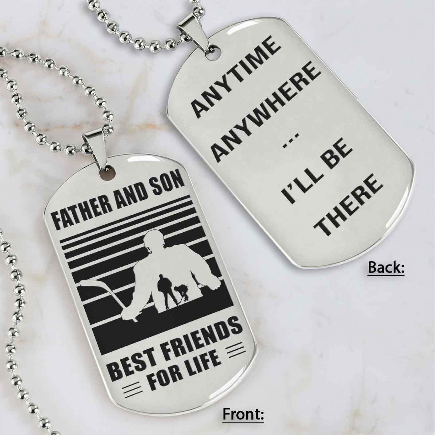 Silver Version Basketball Personalized Double Sided Dog Tag Father And Son Best Friends For Life  Message on the back side