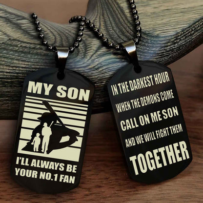 Sport Personalized Double Sided Dog Tag I Will Always Be Your No 1 Fan - Call On Me Son From Dad And Mom