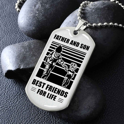 GK_GHL Military Chain Silver Plated 18K Gold Plated Father And Son Best Friend For Life Gift For Your Son