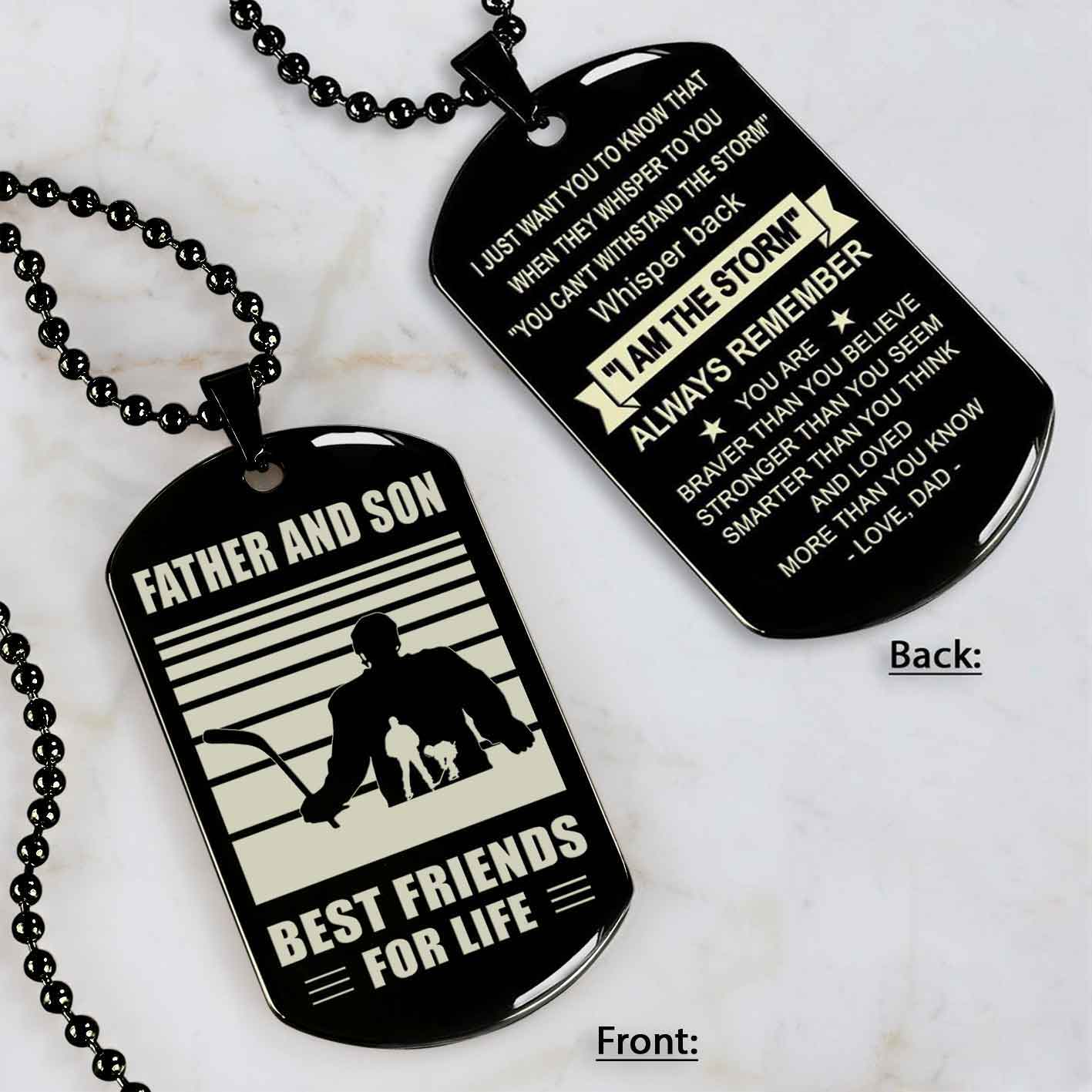 Basketball Personalized Double Sided Dog Tag Father And Son Best Friends For Life Message on the back side New Version