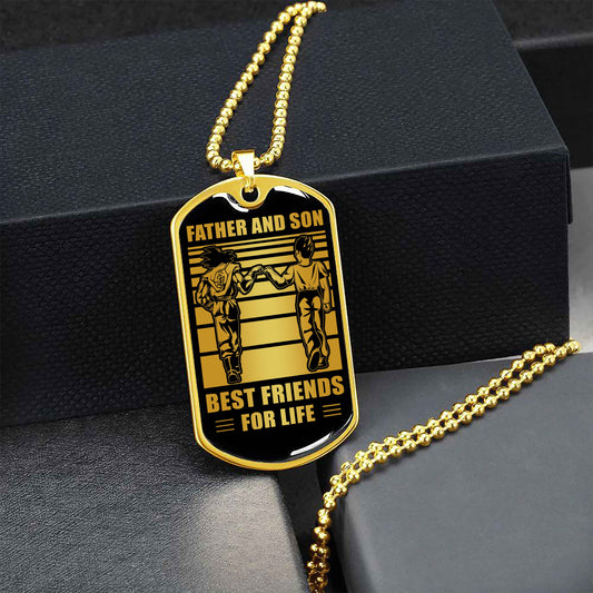 GK_GHL Military Chain Silver Plated 18K Gold Plated Father And Son Best Friend For Life Gift For Your Son