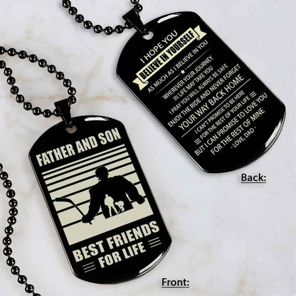 Basketball Personalized Double Sided Dog Tag Father And Son Best Friends For Life Message on the back side New Version