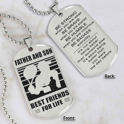 Silver Version Basketball Personalized Double Sided Dog Tag Father And Son Best Friends For Life  Message on the back side