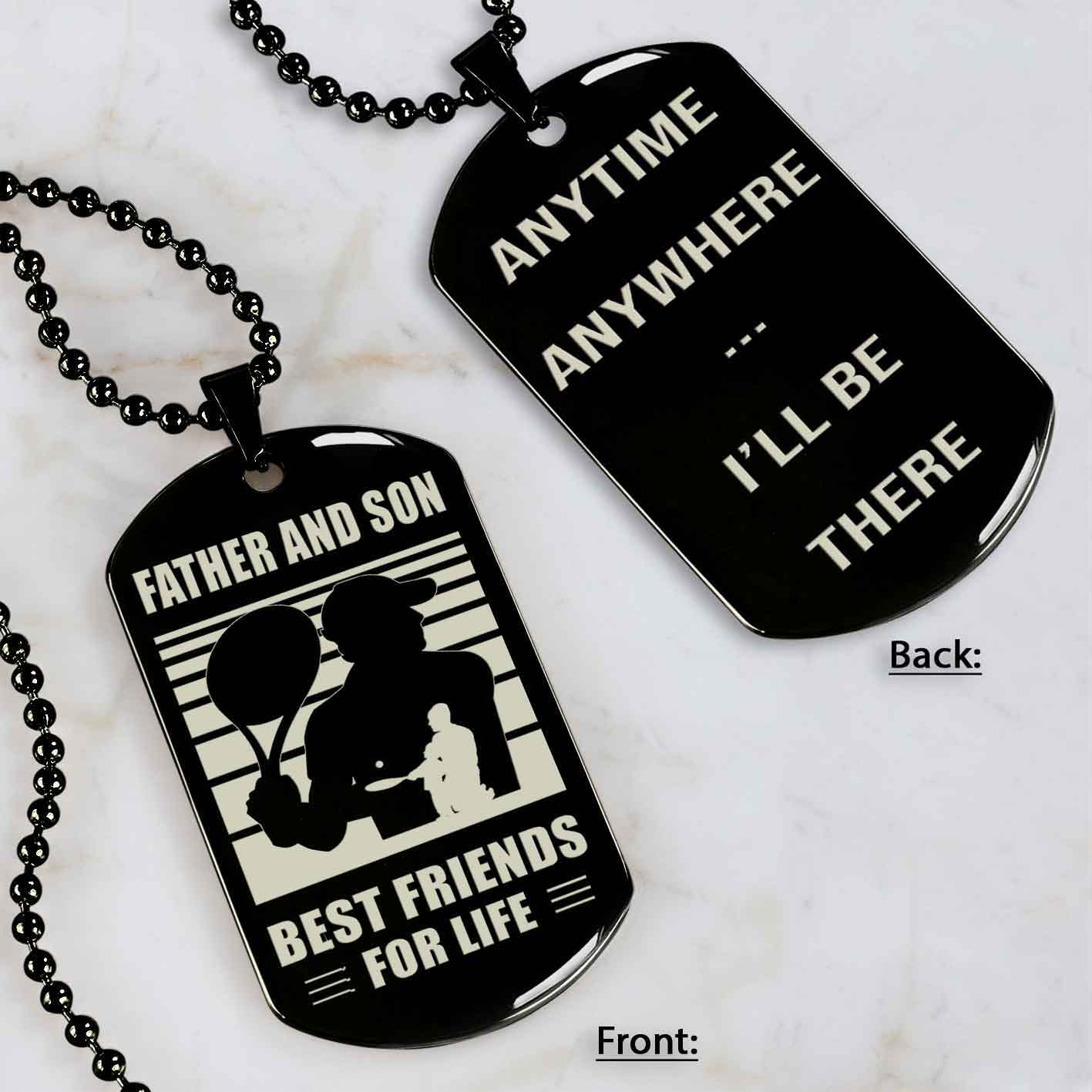 Basketball Personalized Double Sided Dog Tag Father And Son Best Friends For Life Message on the back side New Version