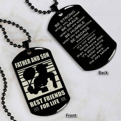 Basketball Personalized Double Sided Dog Tag Father And Son Best Friends For Life Message on the back side New Version