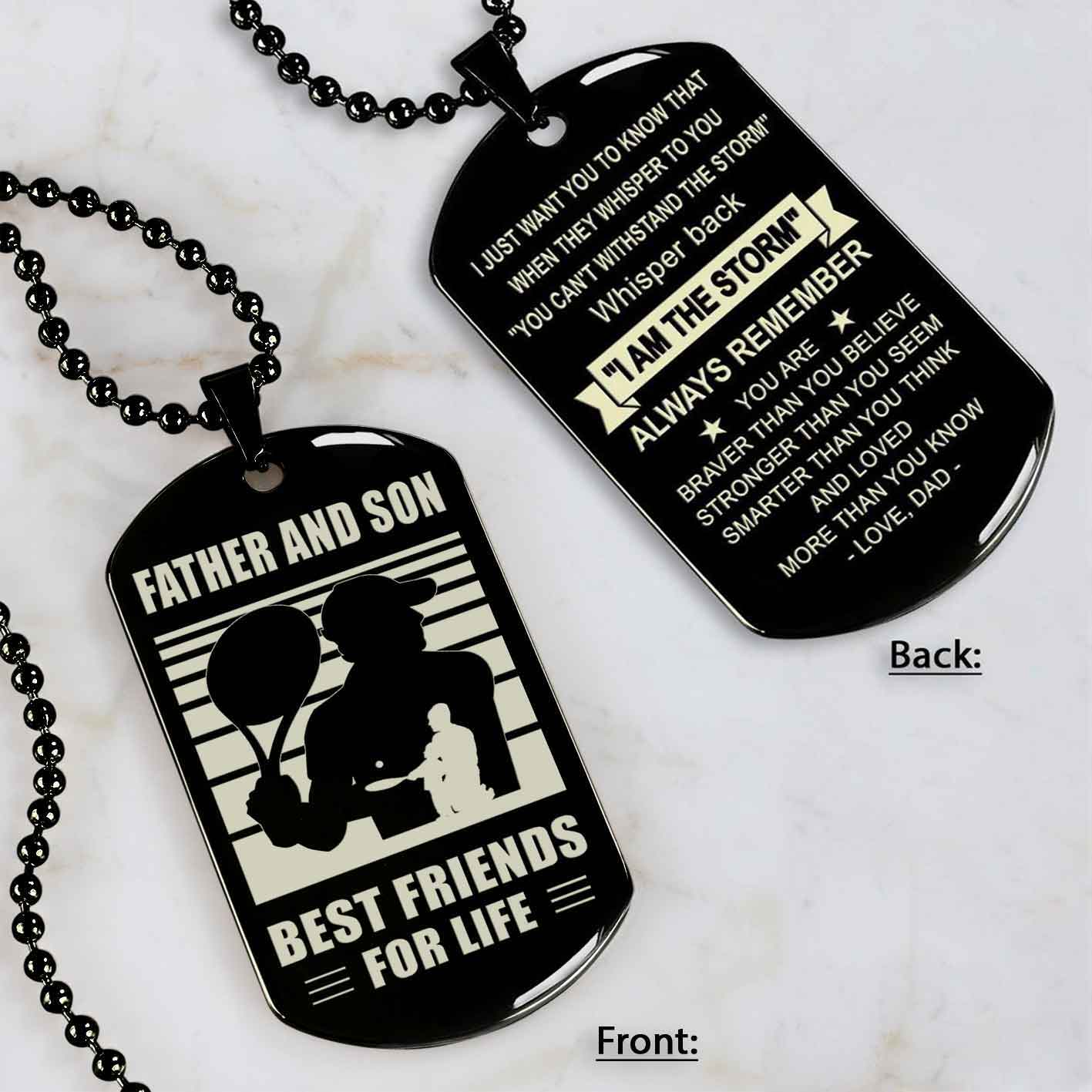 Basketball Personalized Double Sided Dog Tag Father And Son Best Friends For Life Message on the back side New Version