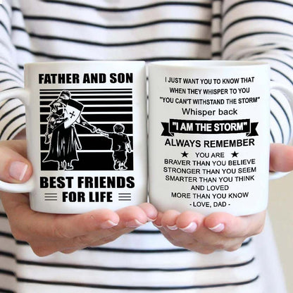 Basketball Be strong-Personalized Mug Father And Son Best Friends For Life - Message on the back side