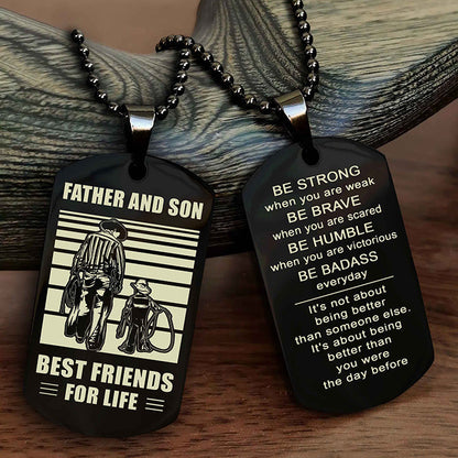 Cowboy Personalized Double Sided Dog Tag To My Son I Love You - Be Strong When You Are Weak Gift From Dad To Son