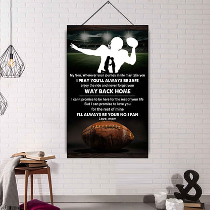 Baseball Poster Canvas Mom To Son - Never Forget Your Way Back Home I Will Always Your No 1 Fan