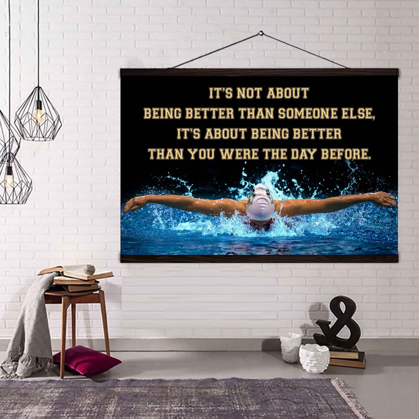 American football and basketball customizable poster canvas - It is not about better than someone else, It is about being better than you were the day before