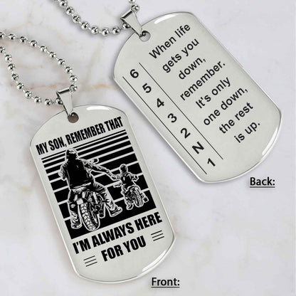 Biker Dog tag to Son It Is Not About Being Better Than Someone Else - Be Strong When You Are Weak