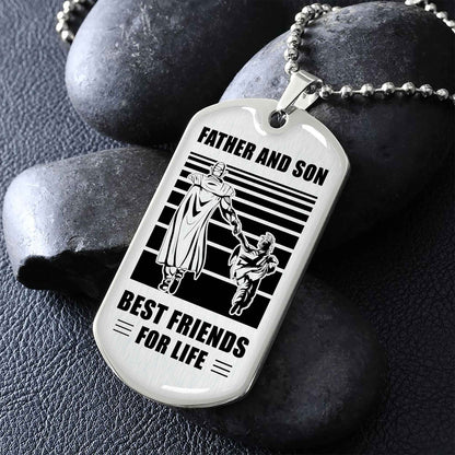 Samurai Military Chain Silver Plated 18K Gold Plated Father And Son Best Friend For Life Gift For Your Son