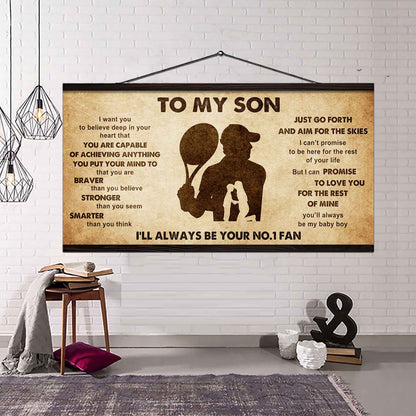 Personalized Sport Poster Canvas I'll Be Your No 1 Fan Mom To Son - That You Are Braver Than You Believe Just Go Forth