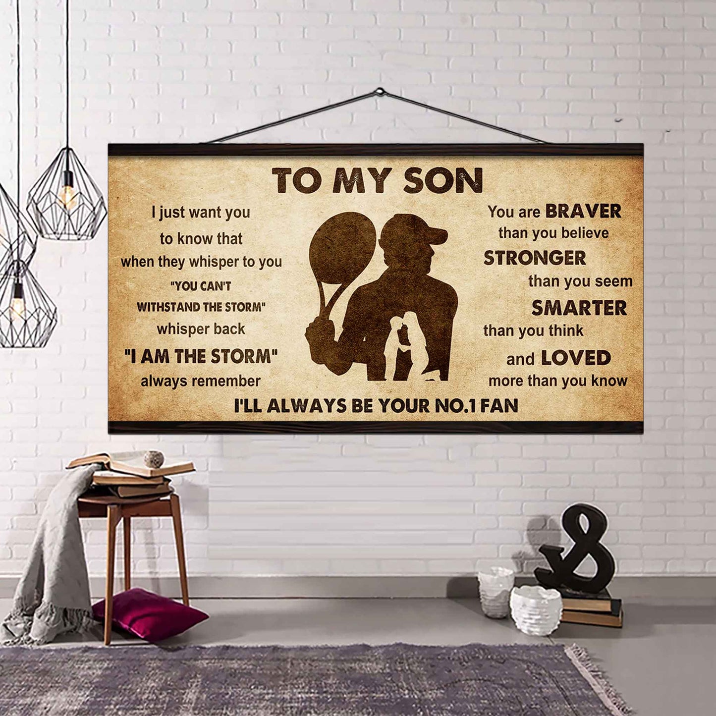Personalized Sport Poster Canvas I'll Be Your No 1 Fan Mom To Son - Whisper Back I'm The Storm