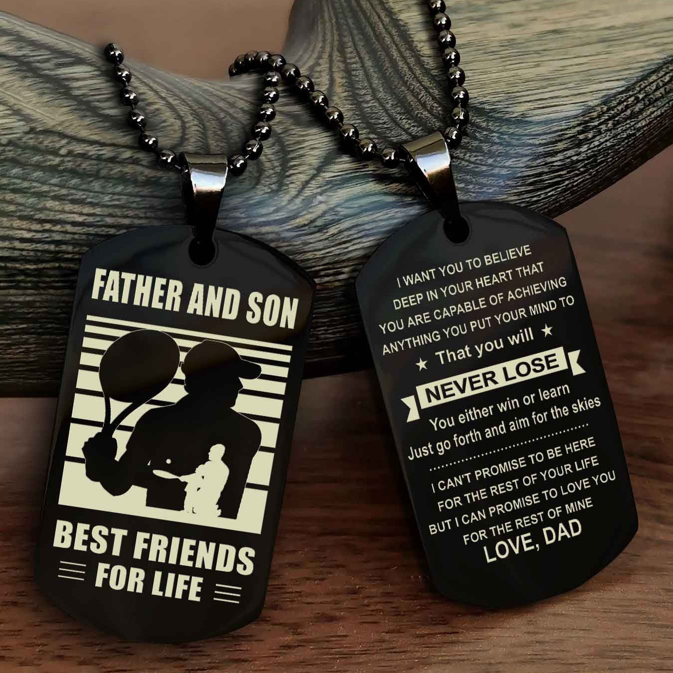 Sport Personalized Double Sided Dog Tag Father And Son Best Friend For Life - You Will Never Lose You Either Win Or Learn