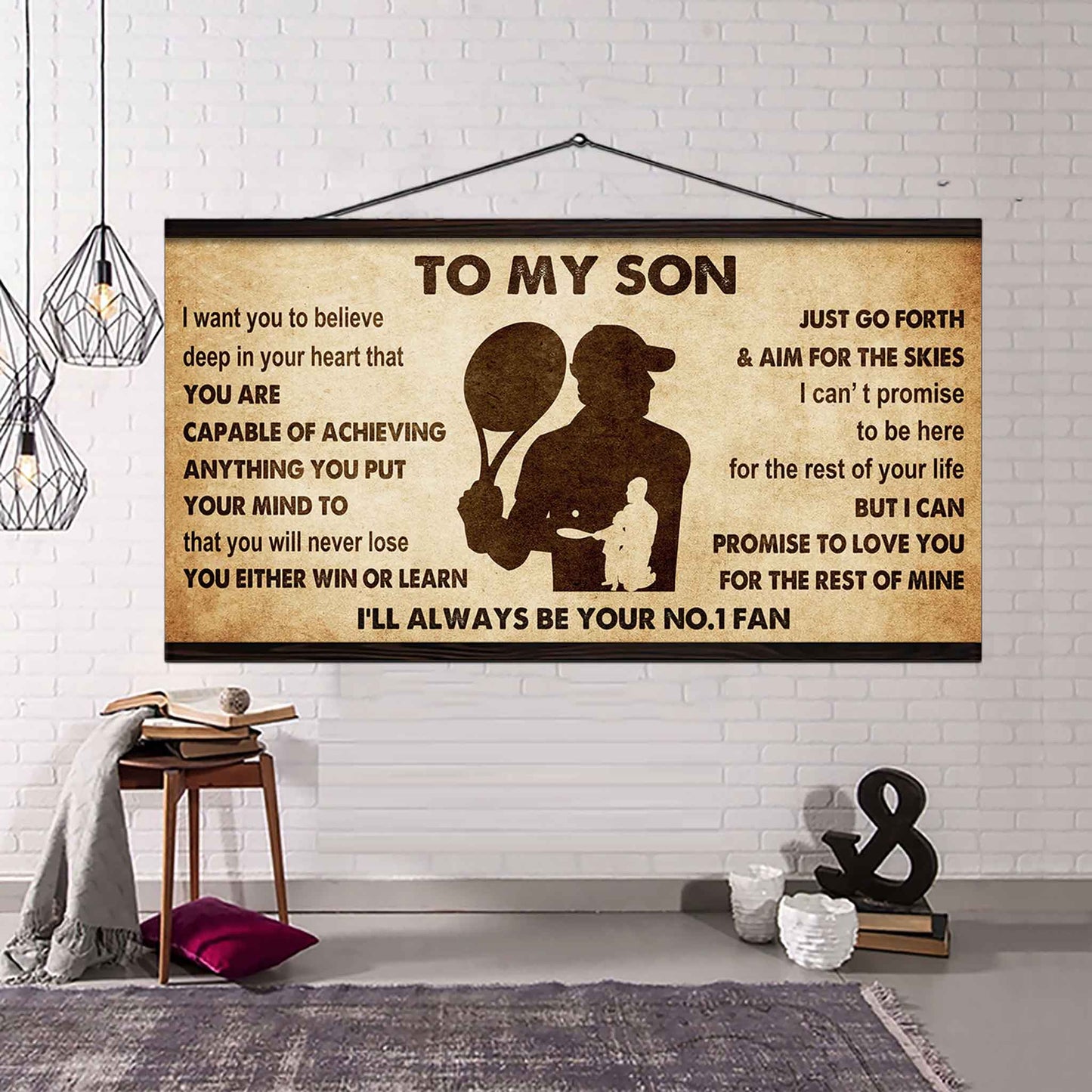 Personalized Sport Poster Canvas I'll Be Your No 1 Fan Dad To Son - You Will Never Lose You Either Win Or Learn