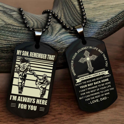 DRB Cross Double Sided Dog Tag My Son Remember That - Gift For Son Enjoy The Ride Never Forget Your Way Back Home