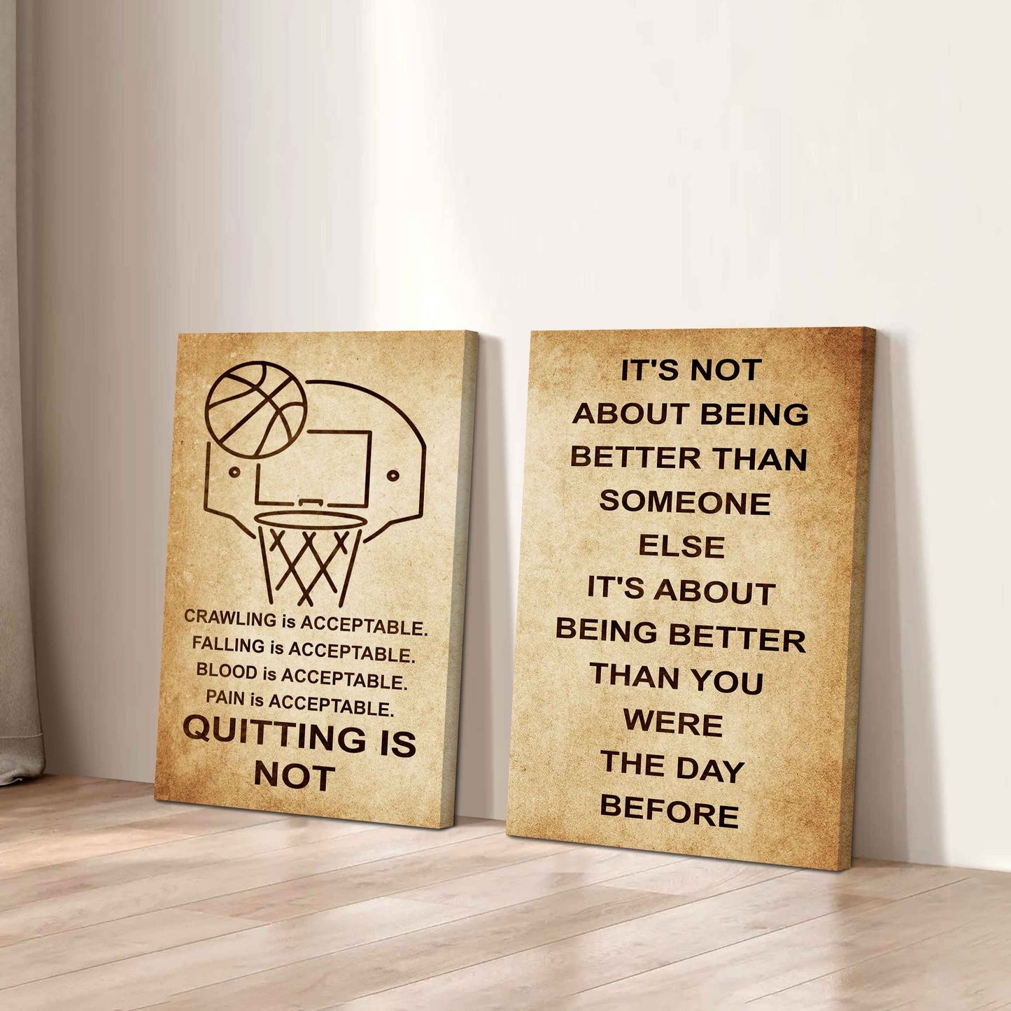 Combo 2 DRB Poster Canvas Quitting Is Not - It's Not About Being Better Than Someone Else It's About Being Better Than You Were The Day Before