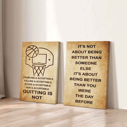 Combo 2 DRB Poster Canvas Quitting Is Not - It's Not About Being Better Than Someone Else It's About Being Better Than You Were The Day Before