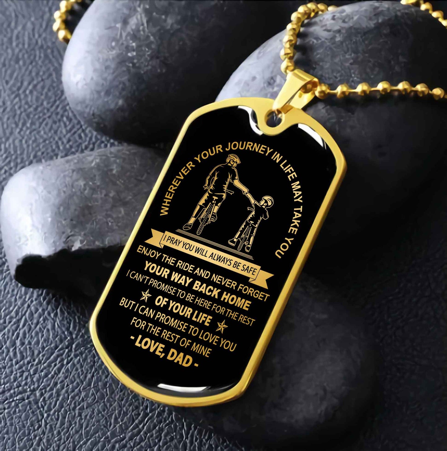 DRB Military Chain 18K Gold Plated Silver Plated To My Son Never Forget Your Way Back Home